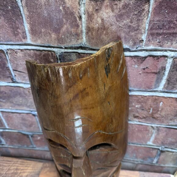 Vintage African Mask Hand Carved Wood Tribal Wall Hanging Totem Large - Picture 2 of 12